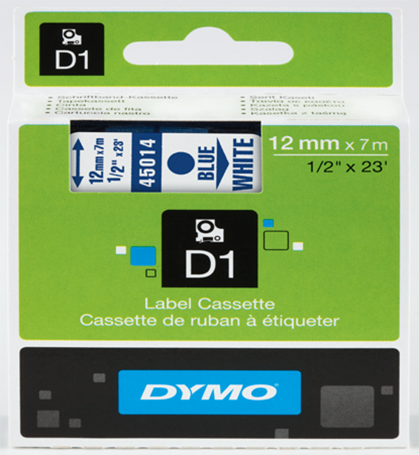 Dymo D1 Şerit 12X7 Mt Beyaz-Mavi 45014 S0720540 - Image 1
