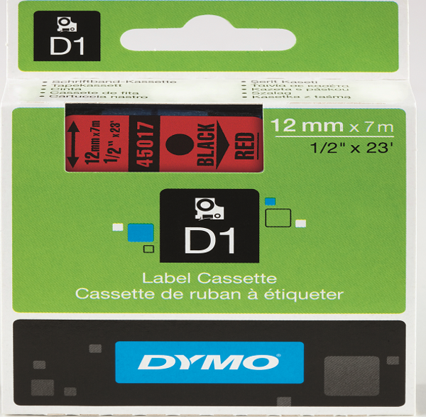 Dymo D1 Şerit S0720570 12-7Mt  Kırmızı-Siyah 45017 S0720570 - Image 1