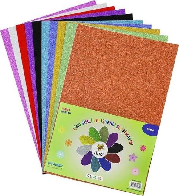 Lino Elişi Kağıdı Simli Yapışkanlı 10 Lu 20X30 Cm 3815J - Image 1