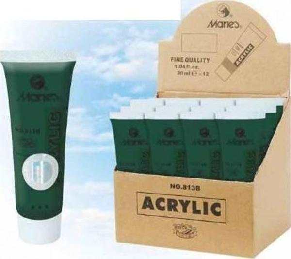Maries Akrilik Boya Sap Green 30 Ml. 12 Li 568 813B (1 Paket 12 Adet) - Image 1