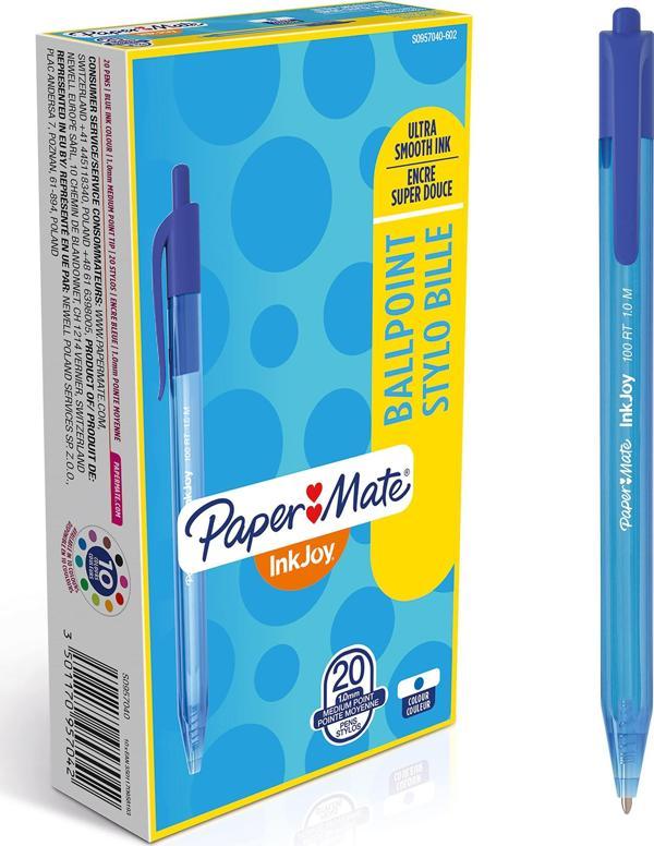 Paper Mate Tükenmez Kalem İnkjoy 100 Rt 1.0 Mm Mavi Basmalı S0957040 (20 Li Paket) - Image 1