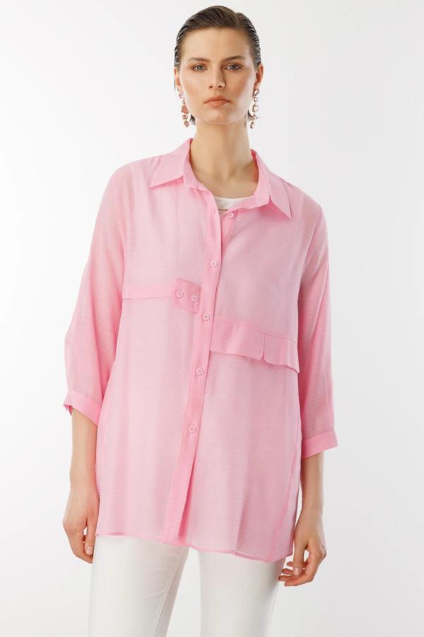Ekol Kadın İç Atletli Düğmeli Bluz 3350 Pembe - Image 1