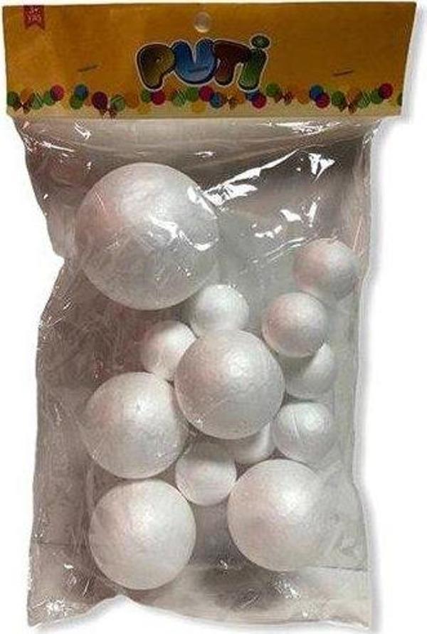 Puti Köpük Top 6,5Cm 1 Adet - 5 Cm 4 Adet - 3Cm 8 Adet Karışık - Image 1