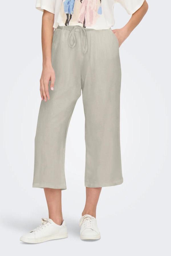 Only Kadın Onlsıesta Rahat Kesim Beli Lastikli ve İp Detaylı Keten Pantolon 15344603 Bej - Image 1