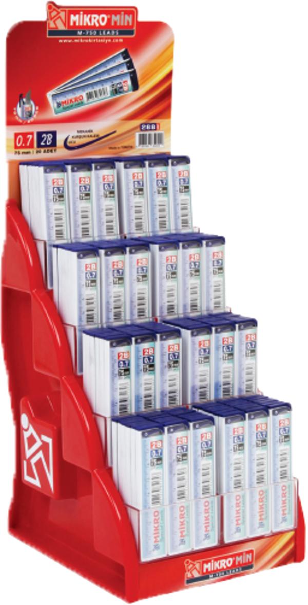 Mikro M-750 Min Cetvelli 0,7 Mm Versatil Kalem Ucu 2B 75 Mm 288 Li (1 Stand 288 Adet) - Image 1