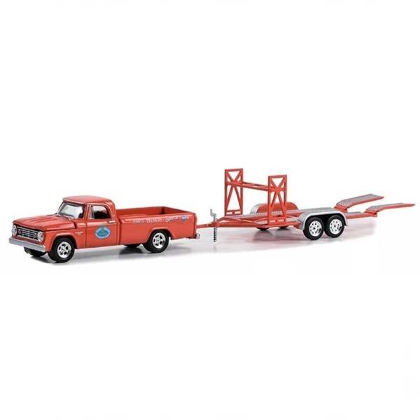 Nessiworld Greenlight 1/64 1967 Dodge D-100 with Tandem Car Trailer - Image 1