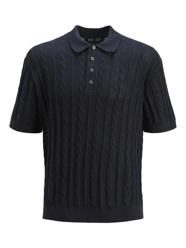 Jack&Jones Lamason Knıt Oversize Fit Triko Polo Yaka Erkek Tişört 12277518 - Image 1