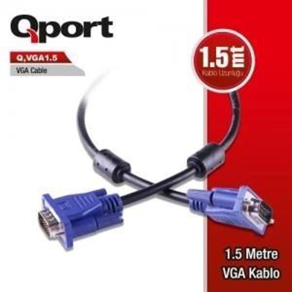 ONTECH - Qport Q-vga1.5 15 Pın Fıltrelı Vga Kablo 1.5mt - Image 1