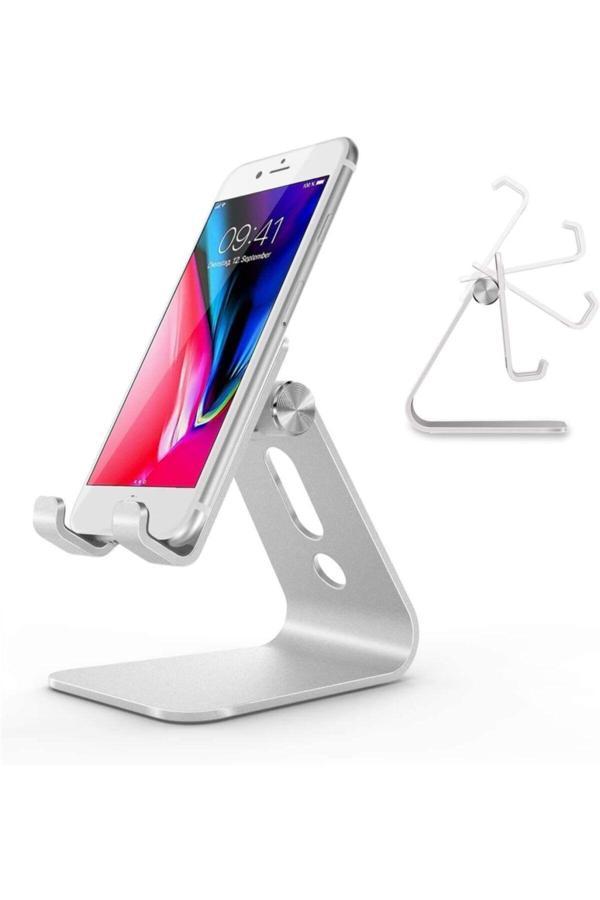 Hobimtek Ht-50 Alüminyum Telefon Standı Tutucu Aşağı Yukarı Hareketli Gri - Image 1