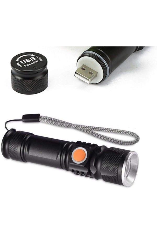 Hobimtek Ht-622 Mini El Feneri Şarj Edilebilir Usb P50 Led Mıknatıslı Metal Kasa Fener Zoom Işıldak Oto Fener - Image 1