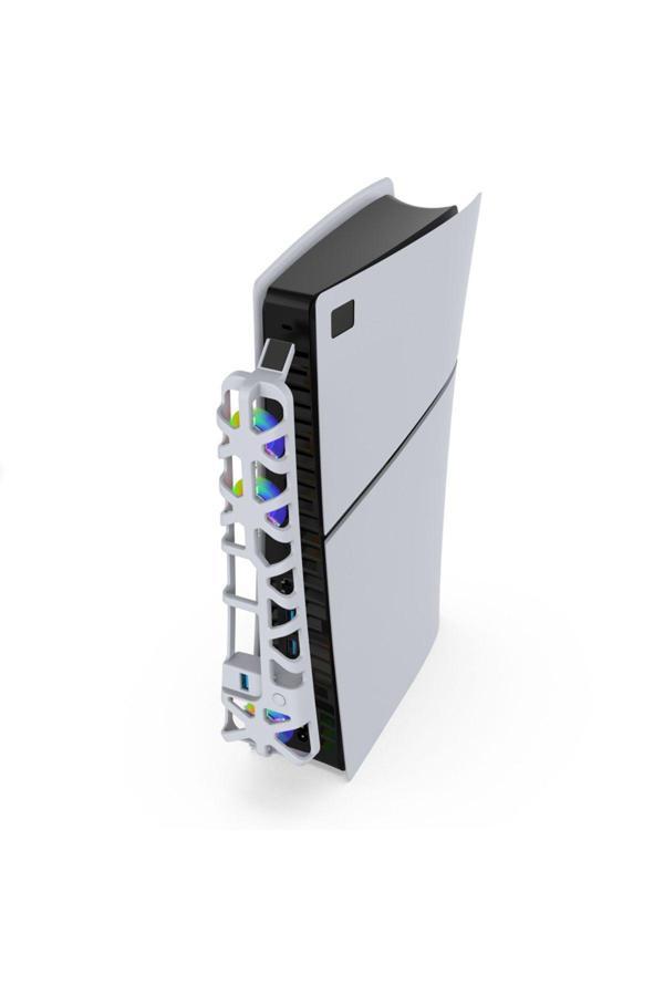 Hobimtek Ps5 Slim Uyumlu Soğutucu Led Işıklı Sessiz Fan 4000Rpm Usb 3.0 Radyatör Isı Emici Üç Fanlı - Image 1
