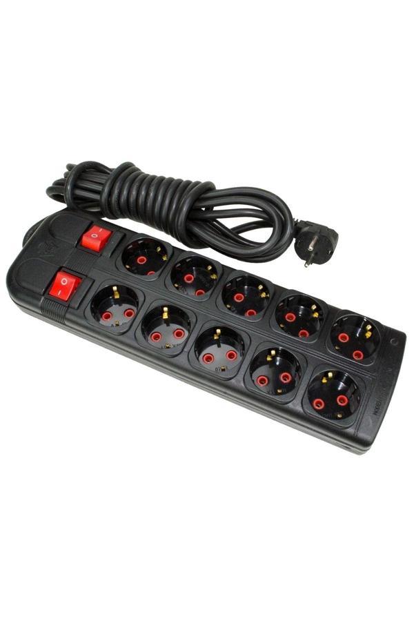 Hobimtek Sistem 2000 10Lu Grup Priz 2 Metre 5+5 Anahtarlı Bağımsız Akımlı 10’Lu Çoklu Priz - Image 1