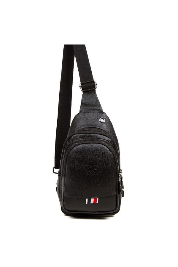 Hobimtek Unisex Kulaklık Çıkışlı Çapraz Omuz Çantası Siyah Freebag 1064 - Image 1