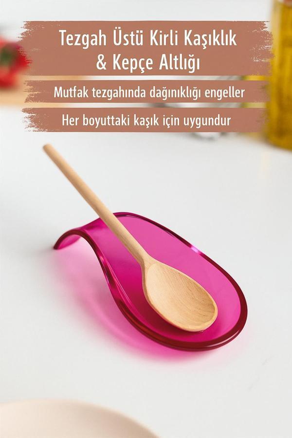 Akrilik Pembe Tezgah Üstü Kirli Kaşıklık & Kepçe Altlığı - Image 1