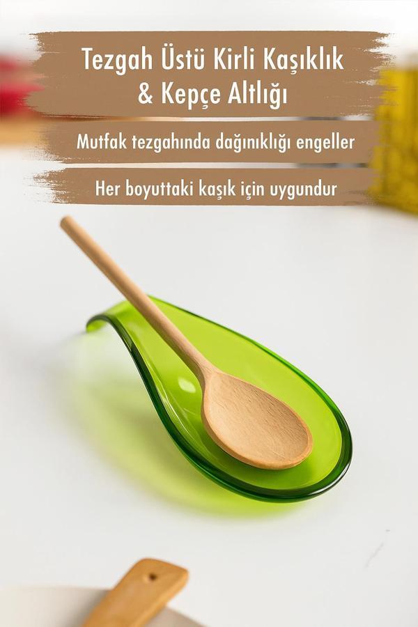 Akrilik Yeşil Tezgah Üstü Kirli Kaşıklık & Kepçe Altlığı - Image 1