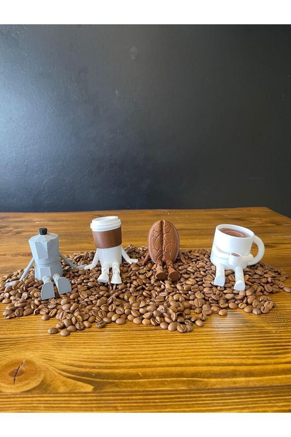 3Cup Design Kahve Köşesi Sevimli Biblolar-4Lü Sevimli Biblolar-Kahve Köşesi Dekor Set - Image 1