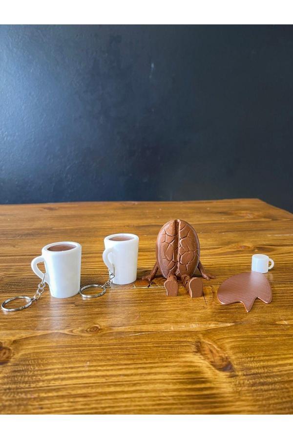 3Cup Design Kahve Temalı Hediye Seti-Anahtarlık,Kitap Ayracı,Mini Kahve Adam-Kahvekolik Set-Ofis Hediyesi - Image 1