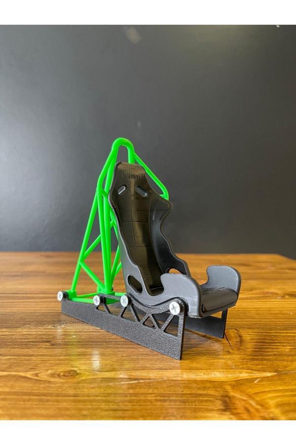3Cup Design Tasarım Telefon Standı-Yarış Koltuğu Telefon Tutucu-Yeşil Detay Şık Stant - Image 1
