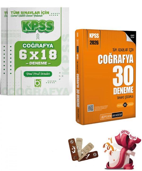 2026 KPSS Tüm Adaylar İçin Coğrafya 30 + 6 Deneme Seti 2 Kitap Pegem ve Bigelio Yayıncılık - Bi bigelio - Image 1