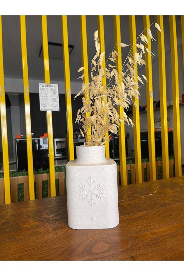 3Cup Design Yılbaşı Temalı Kar Tanesi Vazo-Minimalist Tasarım Vazo-Mermer Görünüm Vazo-Ev Hediyesi-Ofis Hediyesi - Image 1