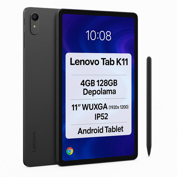 Lenovo Tab K11 Tb330Fu 4Gb 128Gb Depolama 11" Wuxga (1920X1200) Ips Ip52 Android Tablet Zadc0100Tr + Lenovo Kalem - Image 1