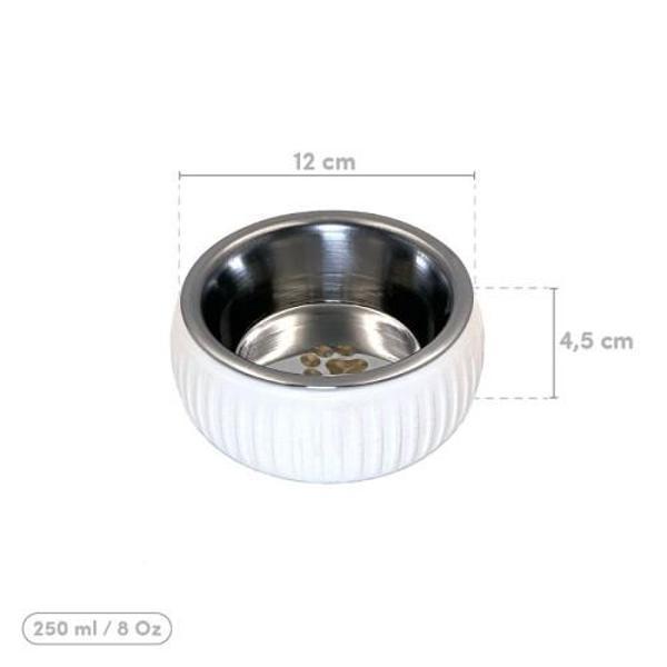 Büro Ev Evcil Hayvanı için Organik Beyaz Seramik Kedi Köpek Mama Kabı - Image 1