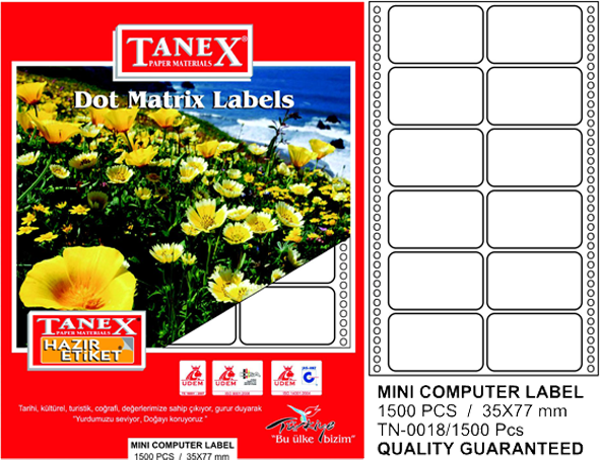 Tanex Printer Etiketi 35X77 Mm 2 Li - Image 1