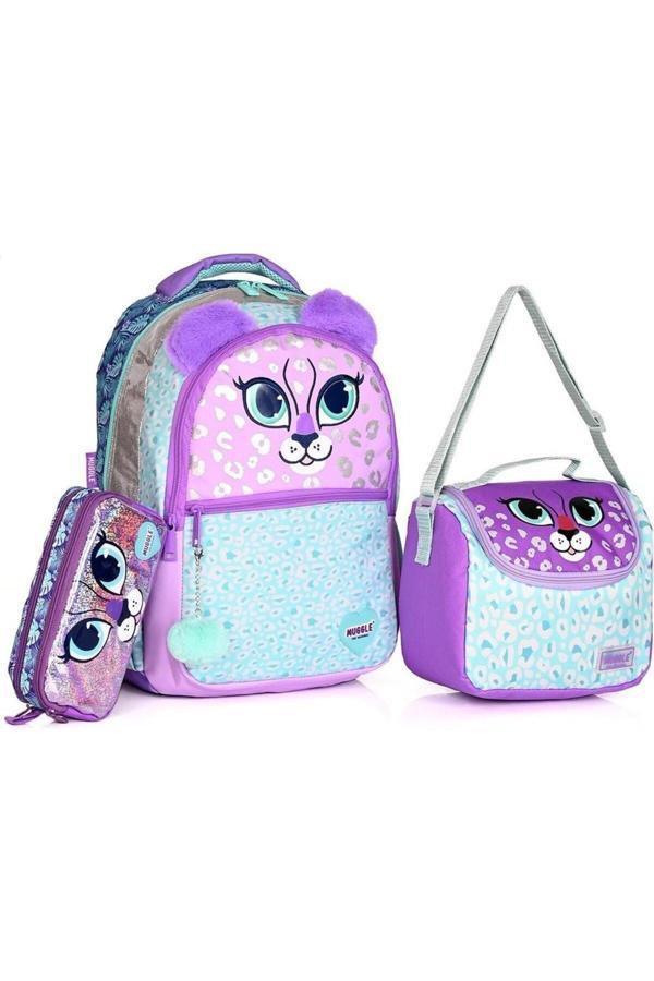 Shimmer Cat 3lü Seti Mu-9049 Okul Sırt Çantası,Beslenme Çantası,Kalem Çantası(Kutusu-Kalemlik) - Image 1