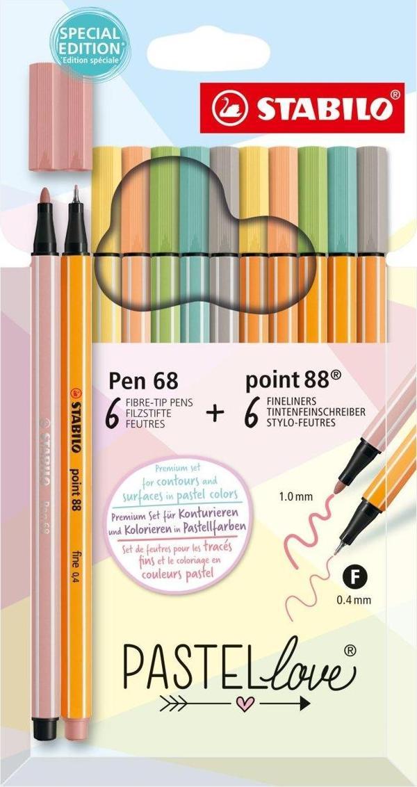 Stabilo Point 88 Pen 68 Pastel Fineliner Kalem 0,4Mm Love 12 Renk 6888/12-7-7 - Image 1