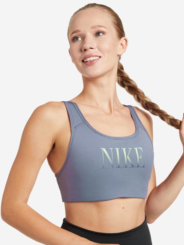 Nike Dynamic Training One Swoosh Dri Fit Women's Mid Support Sports Padded Sporcu Pedli Bra Mavi - Image 1