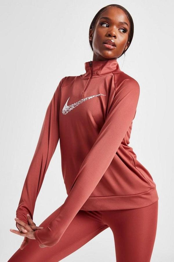 Nike Dri Fit Big Swoosh 1/4 Zip Training Runnig Sweatshirt Koşu Antrenman Üstü Kiremit Rengi - Image 1