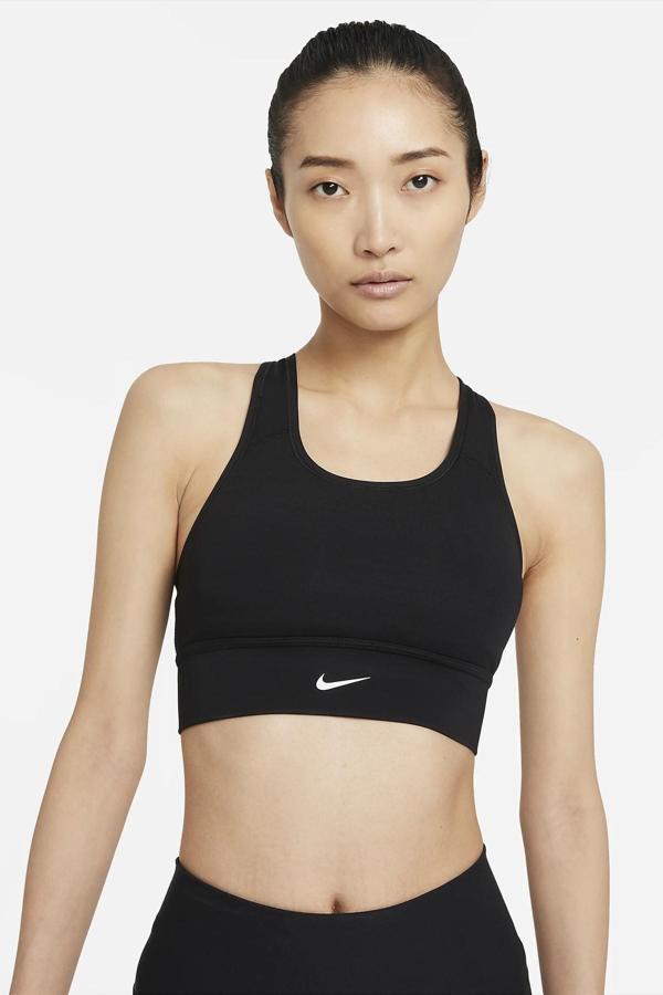 Nike Dri Fit Swoosh Bra Orta Destekli Tek Parça Dolgulu Kadın Spor Sütyeni Siyah - Image 1