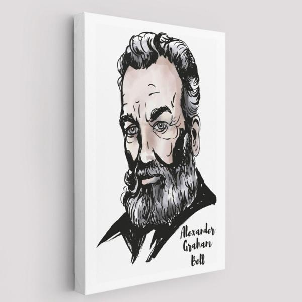 Bilim İnsanı Telefonun Mucidi Alexander Graham Bell Dekoratif Kanvas Tablo, Duvar Dekoru 5916 - Image 1