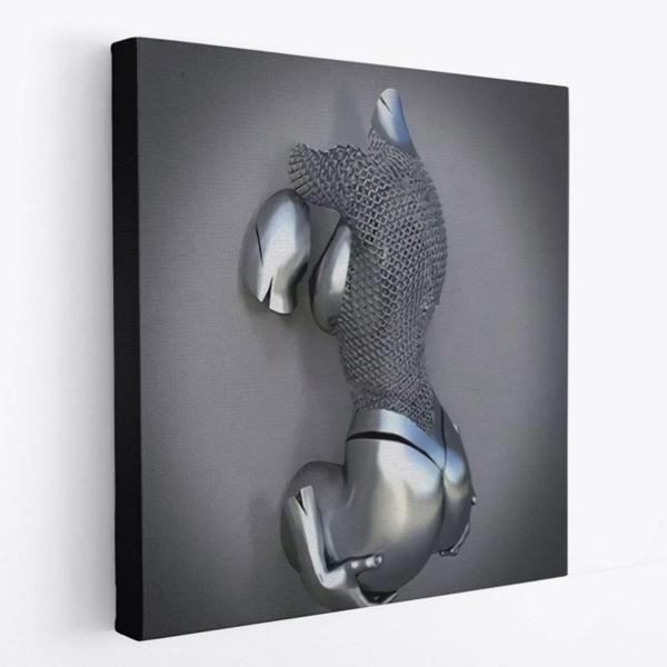 Aşk Sanatı Gri Ve Gümüş İnsan 3D Efekt Dekoratif Kanvas Tablo, Duvar Dekoru 5349 - Image 1