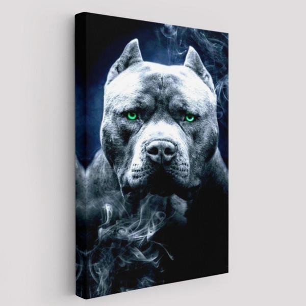 Yeşil Gözlü Amerikan Bully Köpek Dekoratif Kanvas Tablo, Duvar Dekoru 5259 - Image 1