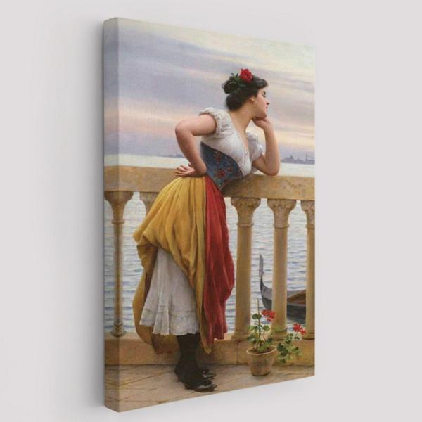 Bekleyiş Eseri Eugen von Blaas Dekoratif Kanvas Tablo, Duvar Dekoru 6117 - Image 1
