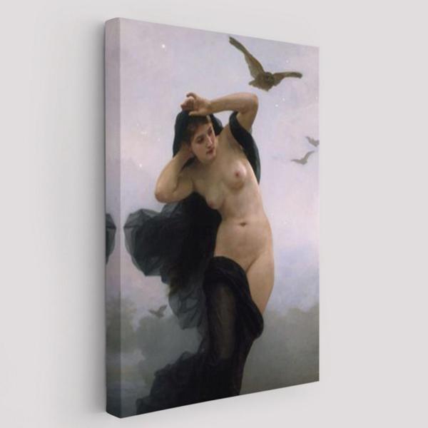 The Night Gece William-Adolphe Bouguereau Dekoratif Kanvas Tablo, Duvar Dekoru 6066 - Image 1