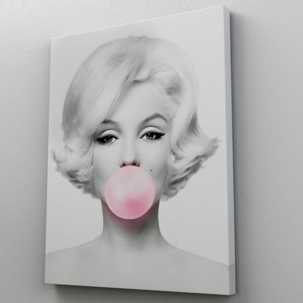 Pembe Kabarcık Sakızlar Marilyn Monroe 5 Dekoratif Kanvas Tablo, Duvar Dekoru 83 - Image 1