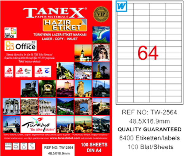 Tanex Tw-2564 Lazer Etiket 48X16 Mm Tw2564Las10100 - Image 1