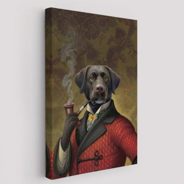 Köpek ve Piposu Dekoratif Kanvas Tablo, Duvar Dekoru 6032 - Image 1