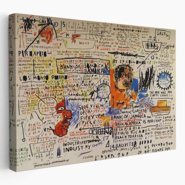 50 cent Piece İsimli Eser Jean Michel Basquiat Dekoratif Kanvas Tablo, Duvar Dekoru 5017 - Image 1
