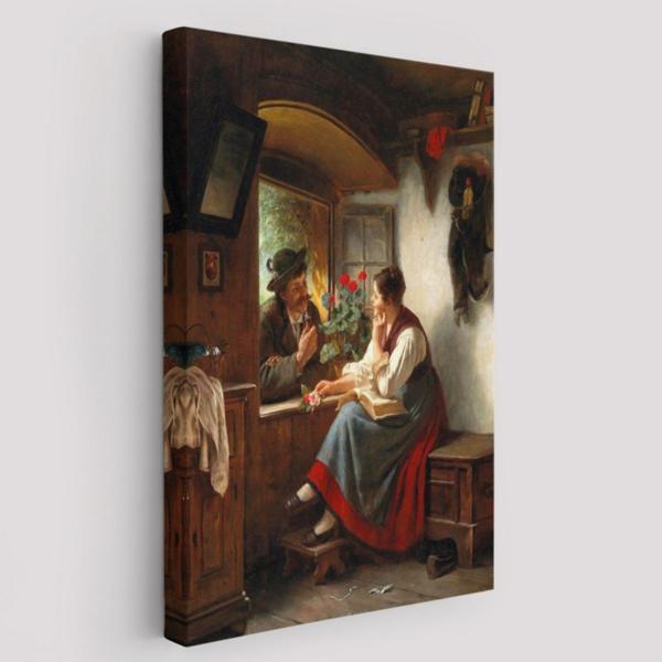 Sevgililer Ortaçağ Avrupası Dekoratif Kanvas Tablo, Duvar Dekoru 6103 - Image 1