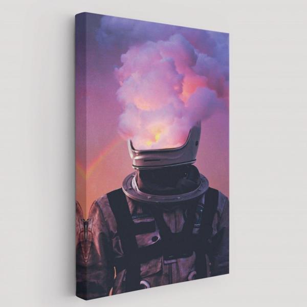 Gerçeküstü Pop Art Beyni Yanan Astronot Dekoratif Kanvas Tablo, Duvar Dekoru 5214 - Image 1