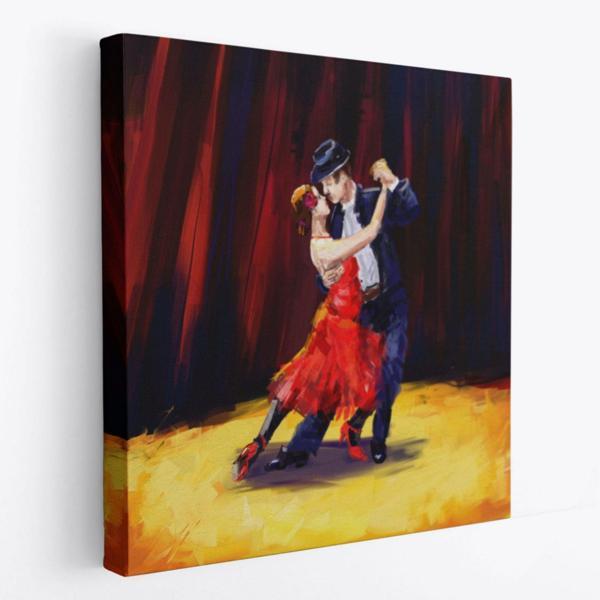 Yağlıboya Görünüm Tango Yapan Dansçılar Dekoratif Kanvas Tablo, Duvar Dekoru 5846 - Image 1