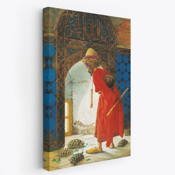 Kaplumbağa Terbiyecisi Eseri Osman Hamdi Bey Dekoratif Kanvas Tablo, Duvar Dekoru 5129 - Image 1