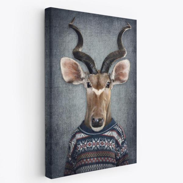 İnsan Görünümlü Antilop Dekoratif Kanvas Tablo, Duvar Dekoru 4996 - Image 1