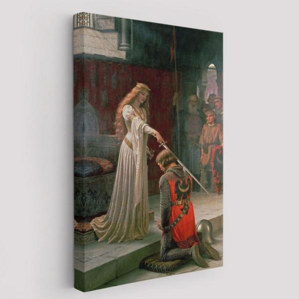 The Accolade Edmund Leighton Dekoratif Kanvas Tablo, Duvar Dekoru 6130 - Image 1