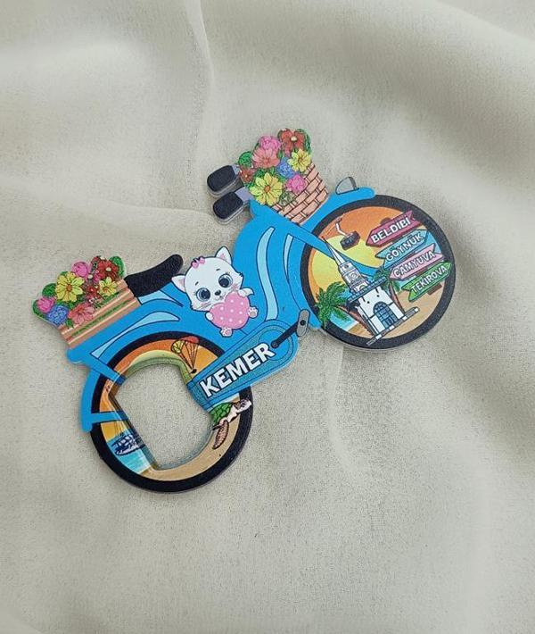 Magnet Açacak Gazoz Şişe Açacağı Mıknatıslı Buzdolabı Süsü Bisiklet Kedi Çiçek  Kule        - Image 1