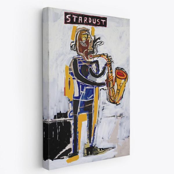 Saksafon Jean Michel Basquiat Sokak Sanatı, PopArt Dekoratif Kanvas Tablo, Duvar Dekoru 4963 - Image 1