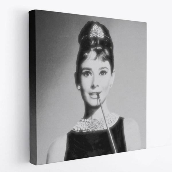 Siyah Bayaz Audrey Hepburn Dekoratif Kanvas Tablo, Duvar Dekoru 5071 - Image 1